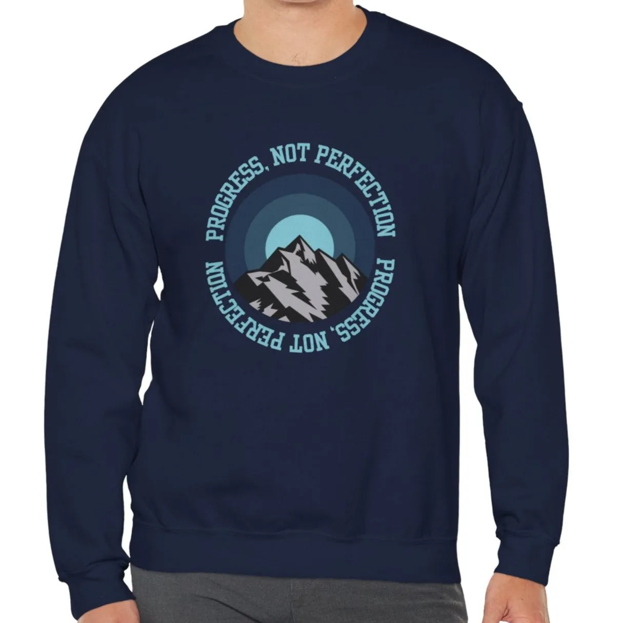 Progress Not Perfection Men's Empowerment Sweatshirt: Strive for Success with Comfortable Confidence