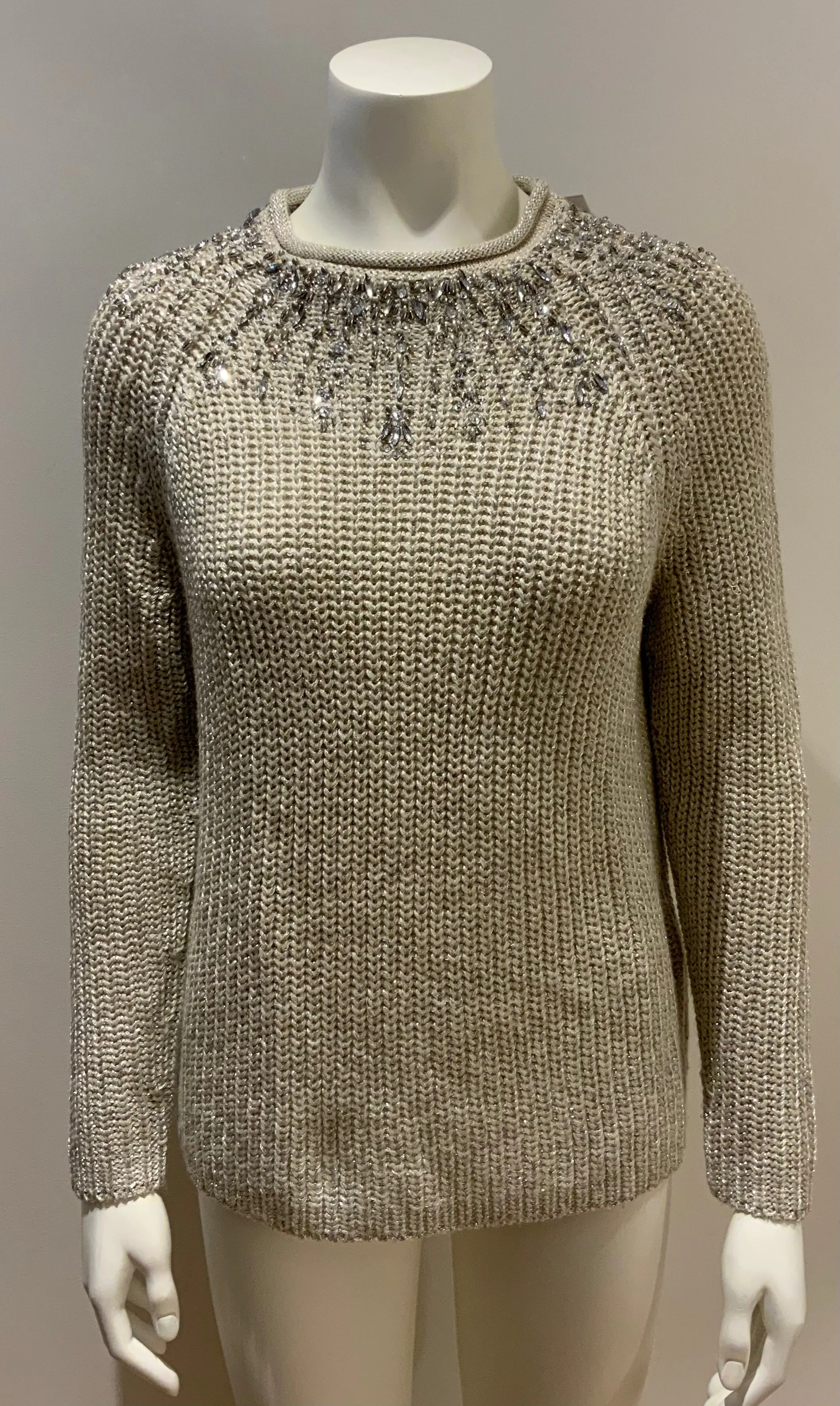 Ralph Lauren POLO Beaded Metallic Rollneck Wool Knit Sweater Jumper Size S/P ladies