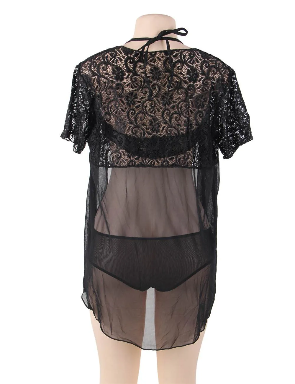Red & Black  Lace Two-piece Sexy Teddy