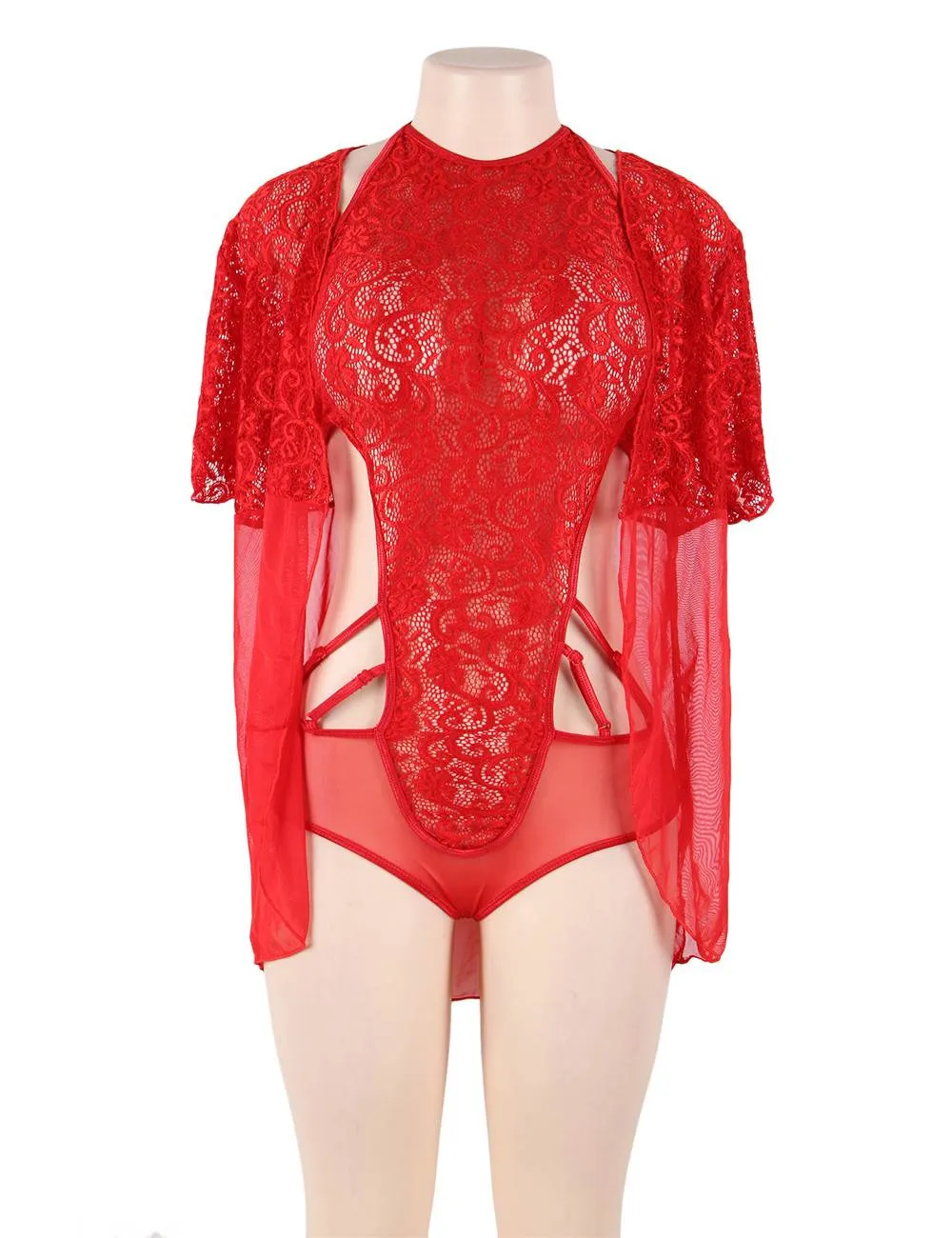 Red & Black  Lace Two-piece Sexy Teddy