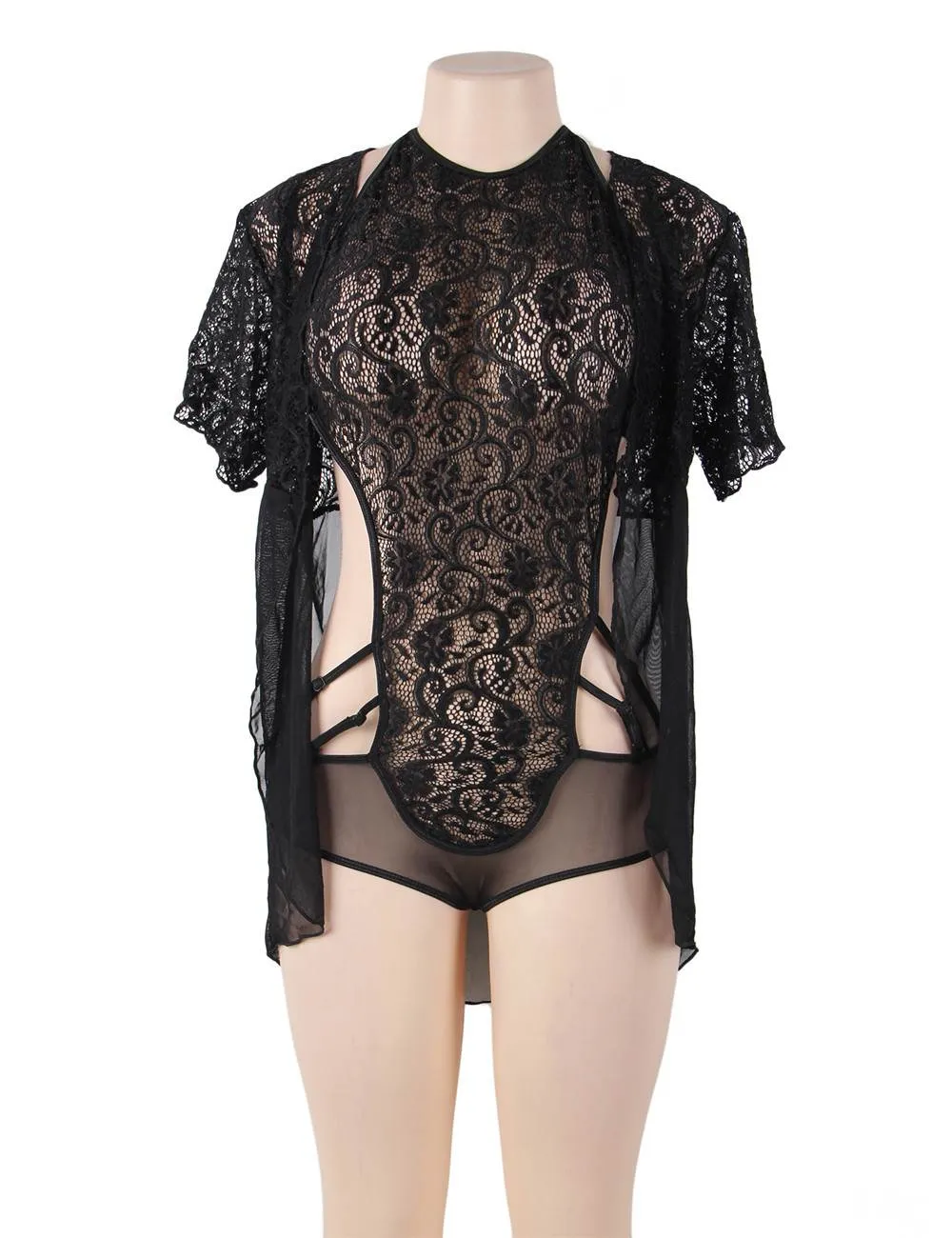 Red & Black  Lace Two-piece Sexy Teddy