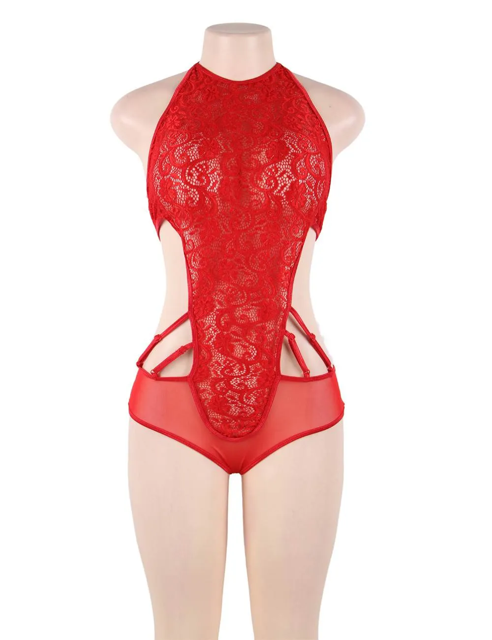 Red & Black  Lace Two-piece Sexy Teddy