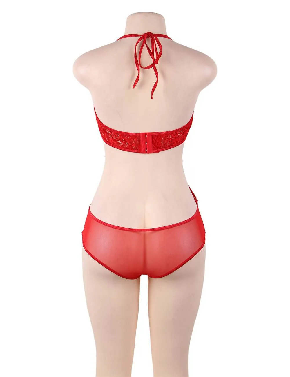 Red & Black  Lace Two-piece Sexy Teddy