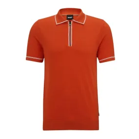 Regular Fit Polo Sweater with Zip Placket- 50495396