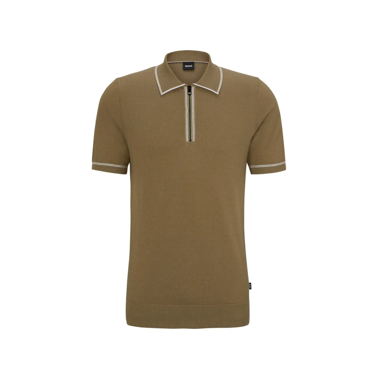 Regular Fit Polo Sweater with Zip Placket- 50495396