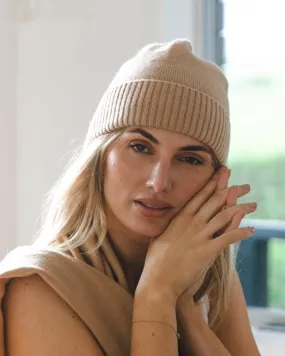 Saga Cashmere Beanie - Toffee