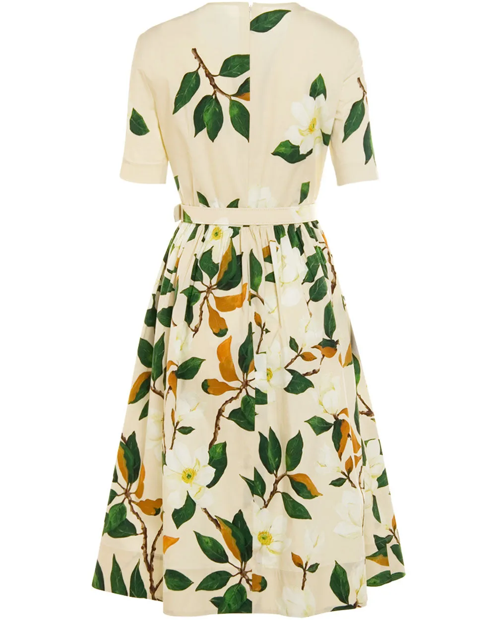 Sand Floral Magnolia Degrade Midi Dress