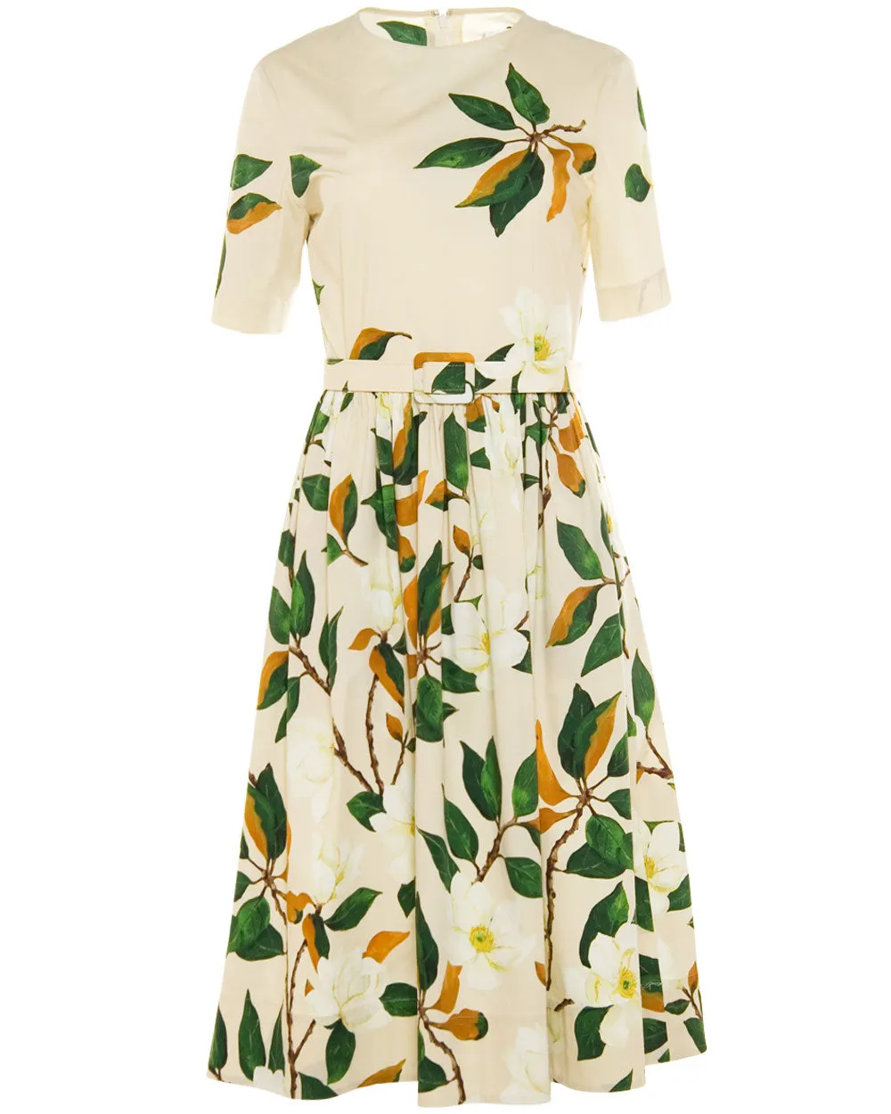Sand Floral Magnolia Degrade Midi Dress