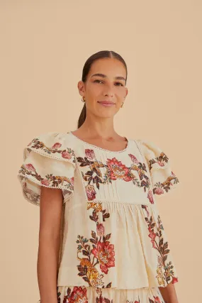 Sand Leopard Flowers Blouse