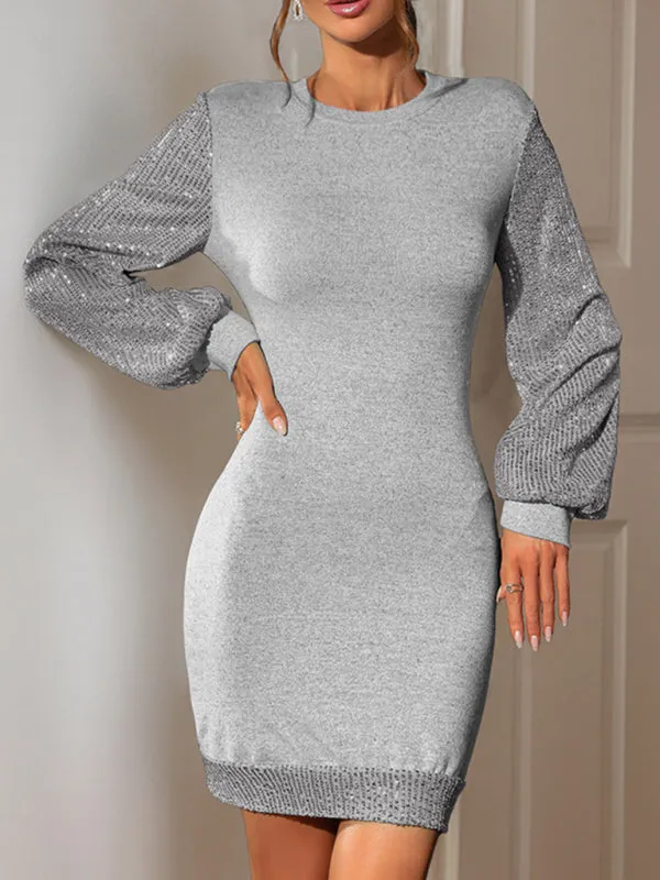 Sequin Sleeve Sweater Dress for Cocktail Parties