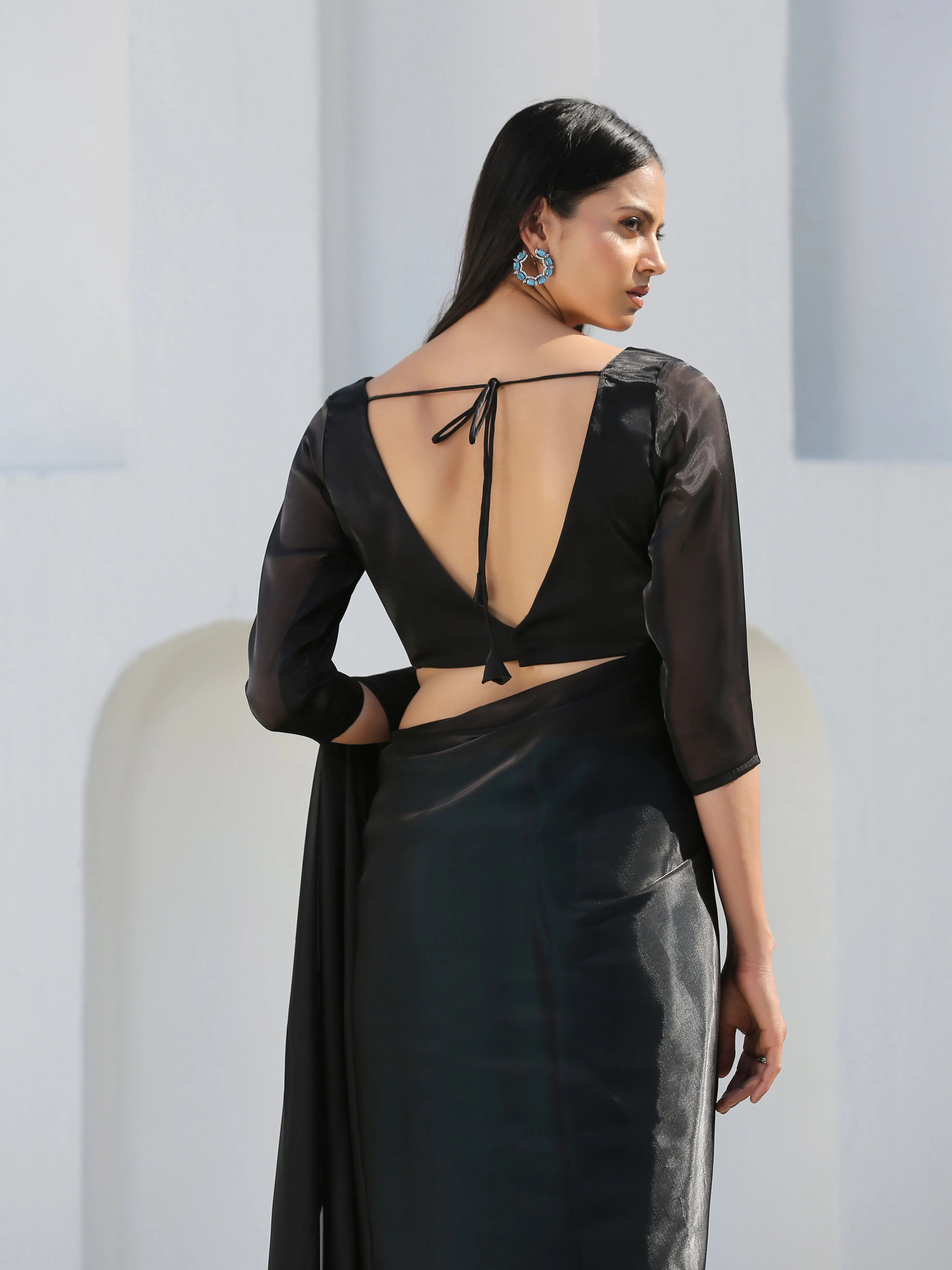 SET | Mystic Blue & Black Saree   Blouse