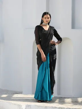 SET | Mystic Blue & Black Saree   Blouse