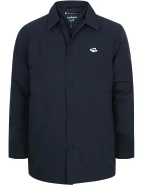 Shelton Mock Layer Insert Trench Coat in Navy - Le Shark