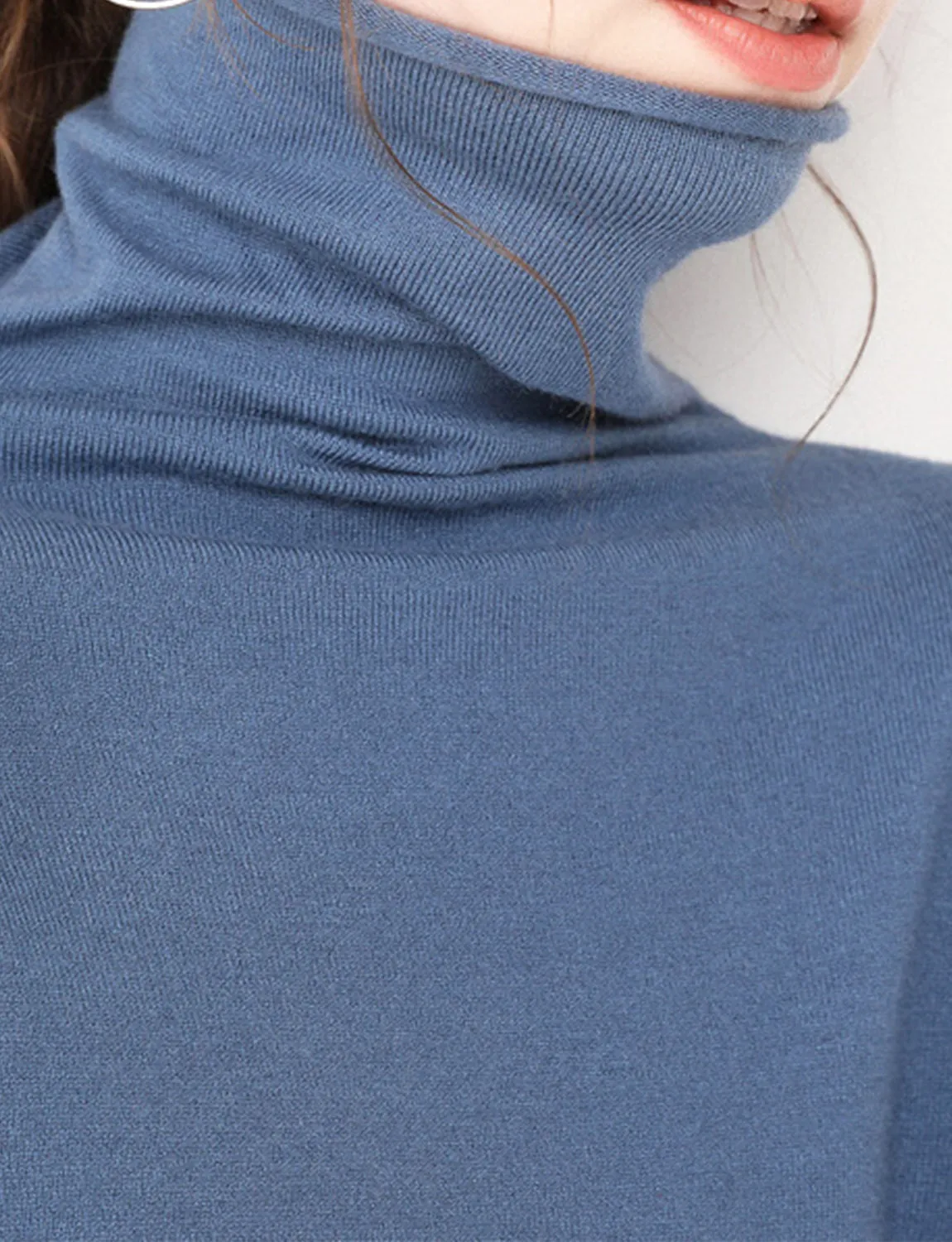 Solid Color Tall neck pullover slim bottom