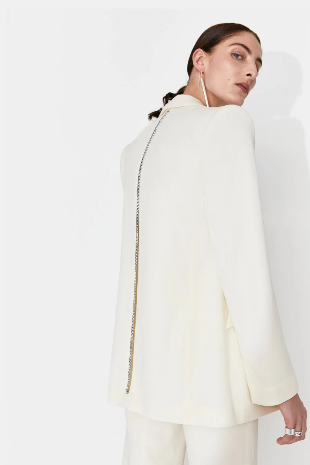 Spinal Blazer - Off White with Silver