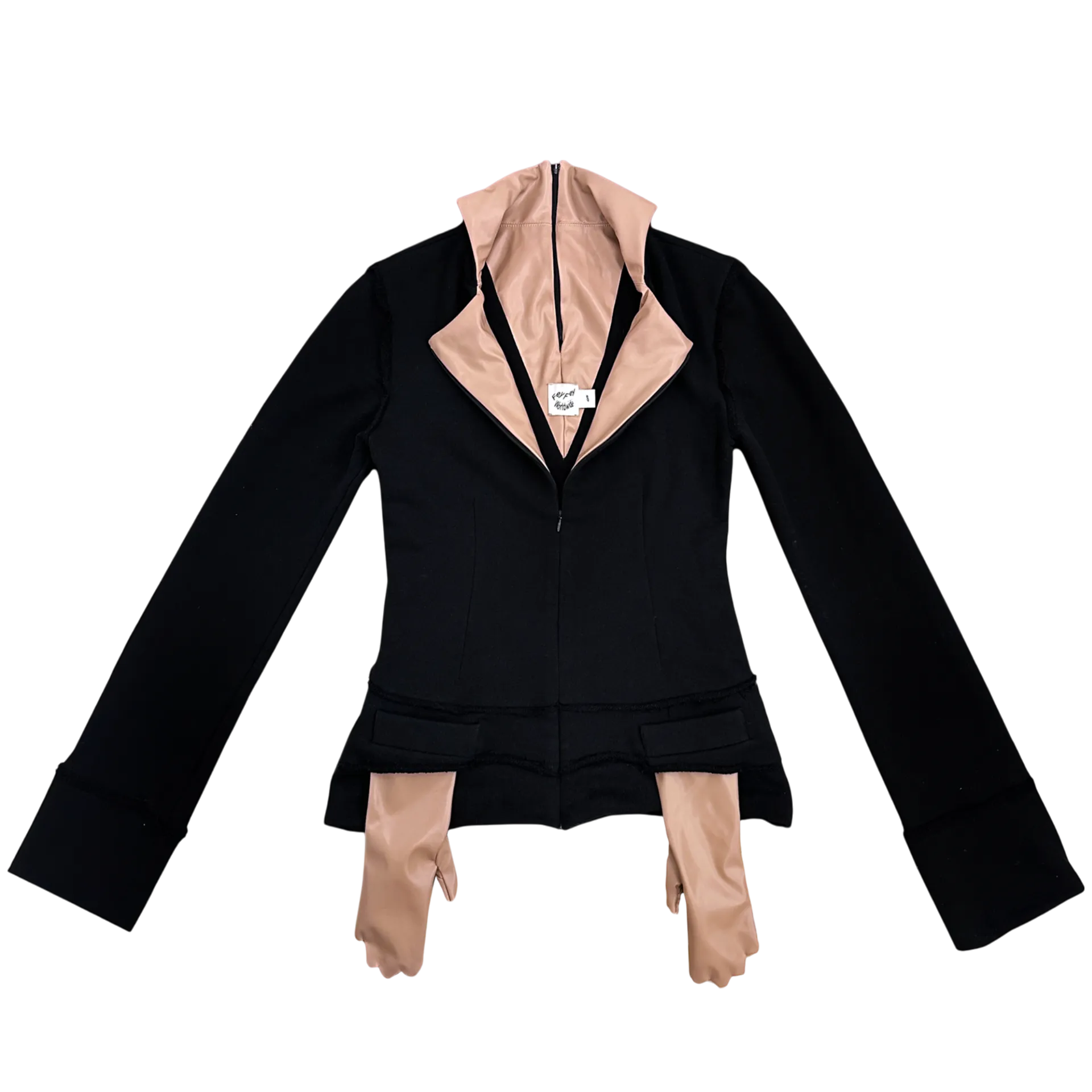 Sweat Blazer with Glove Shaped Pockets in Black