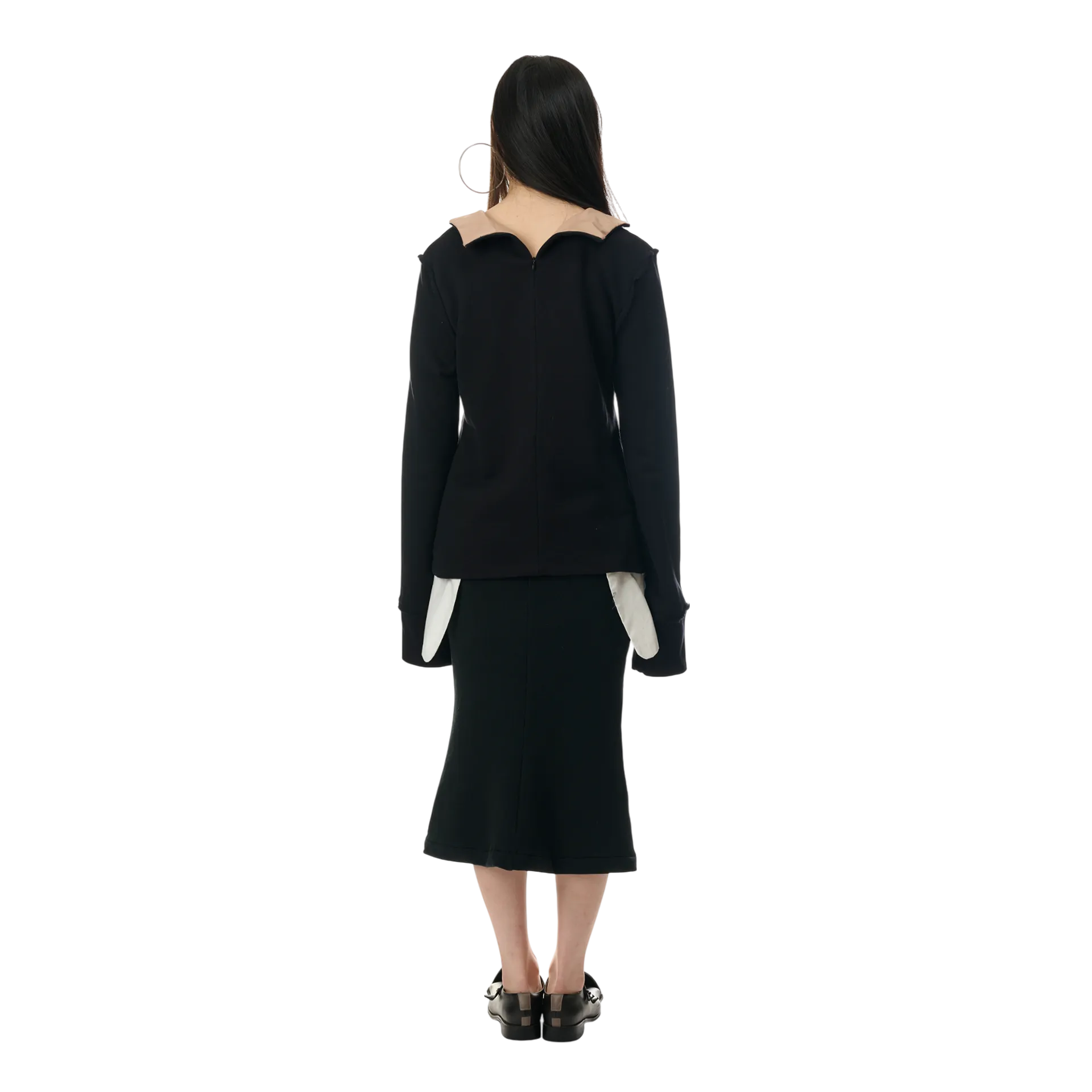 Sweat Blazer with Glove Shaped Pockets in Black