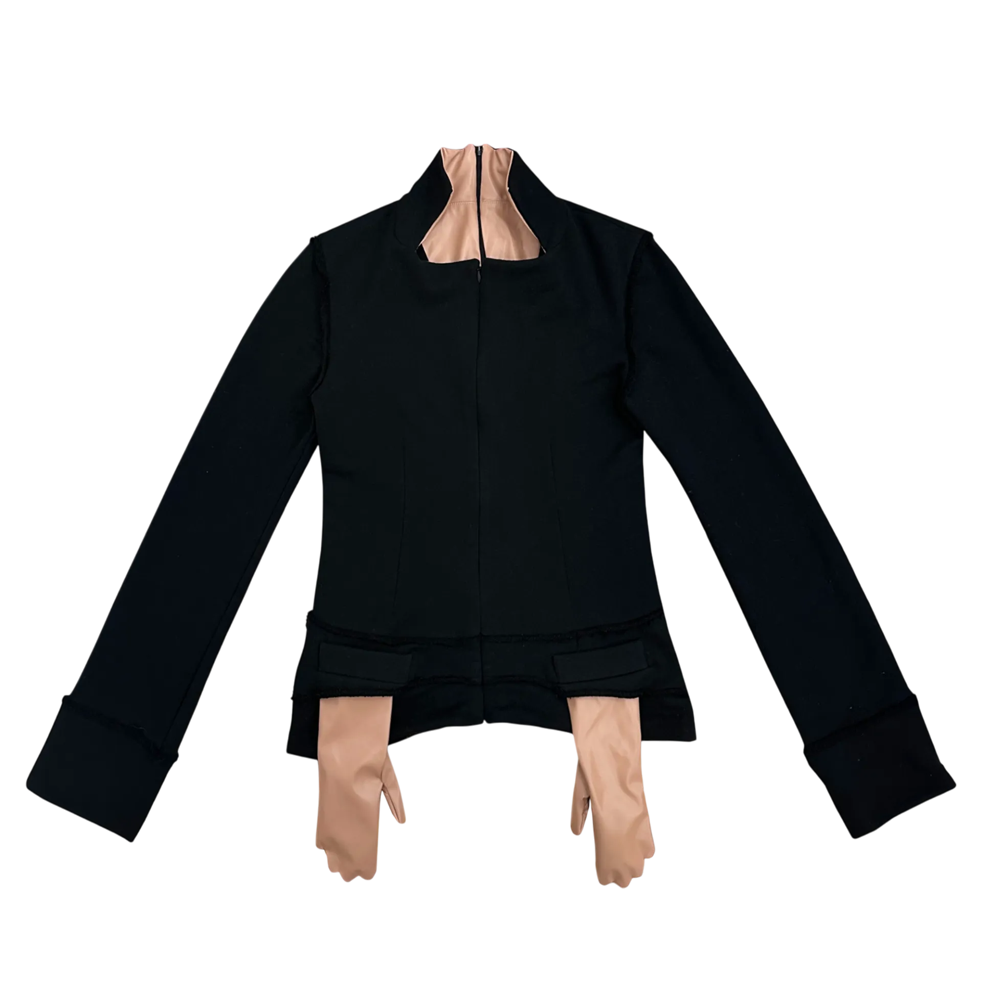 Sweat Blazer with Glove Shaped Pockets in Black