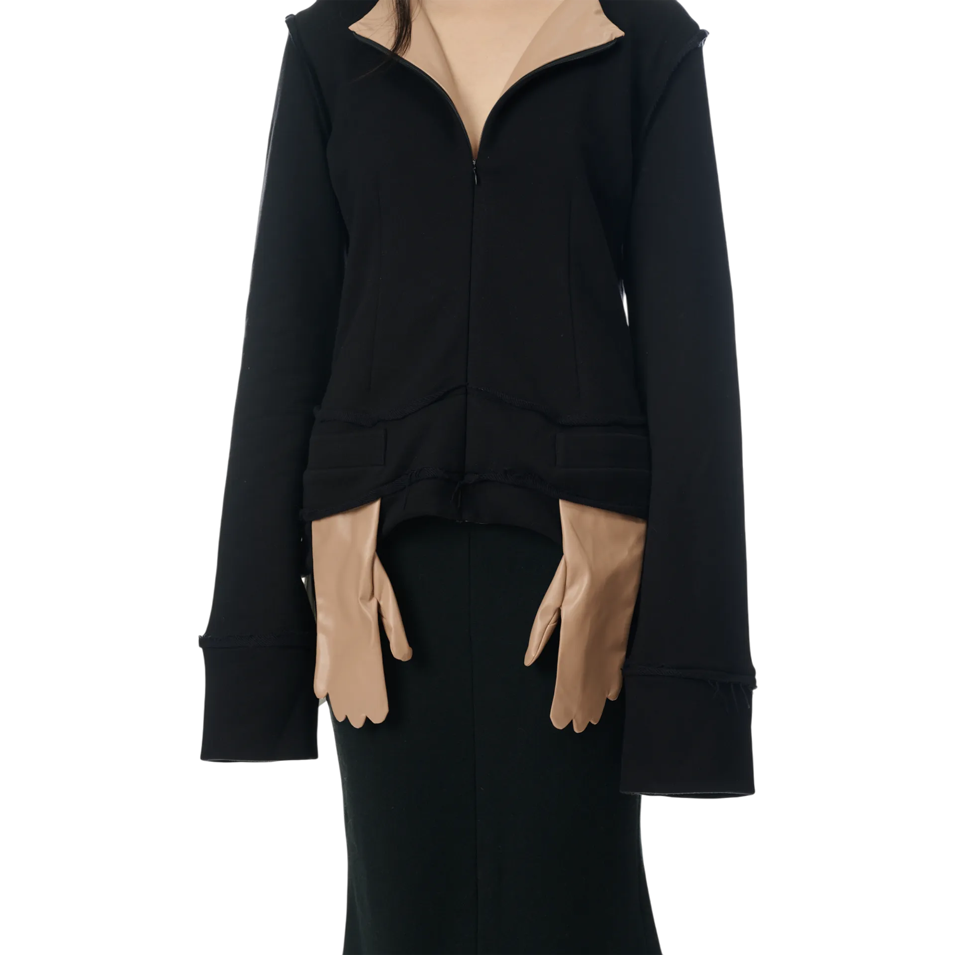 Sweat Blazer with Glove Shaped Pockets in Black