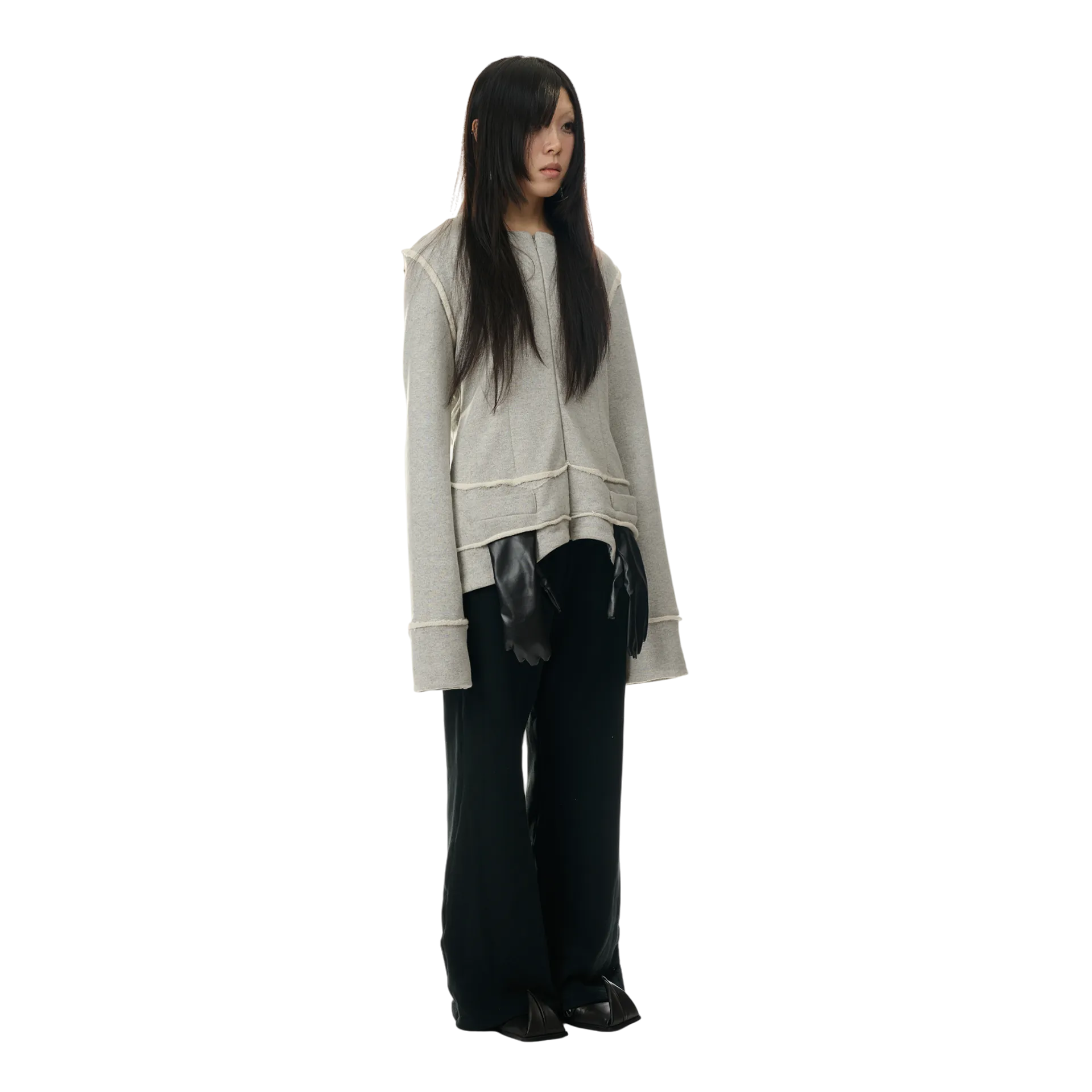 Sweat Blazer with Glove Shaped Pockets in Grey