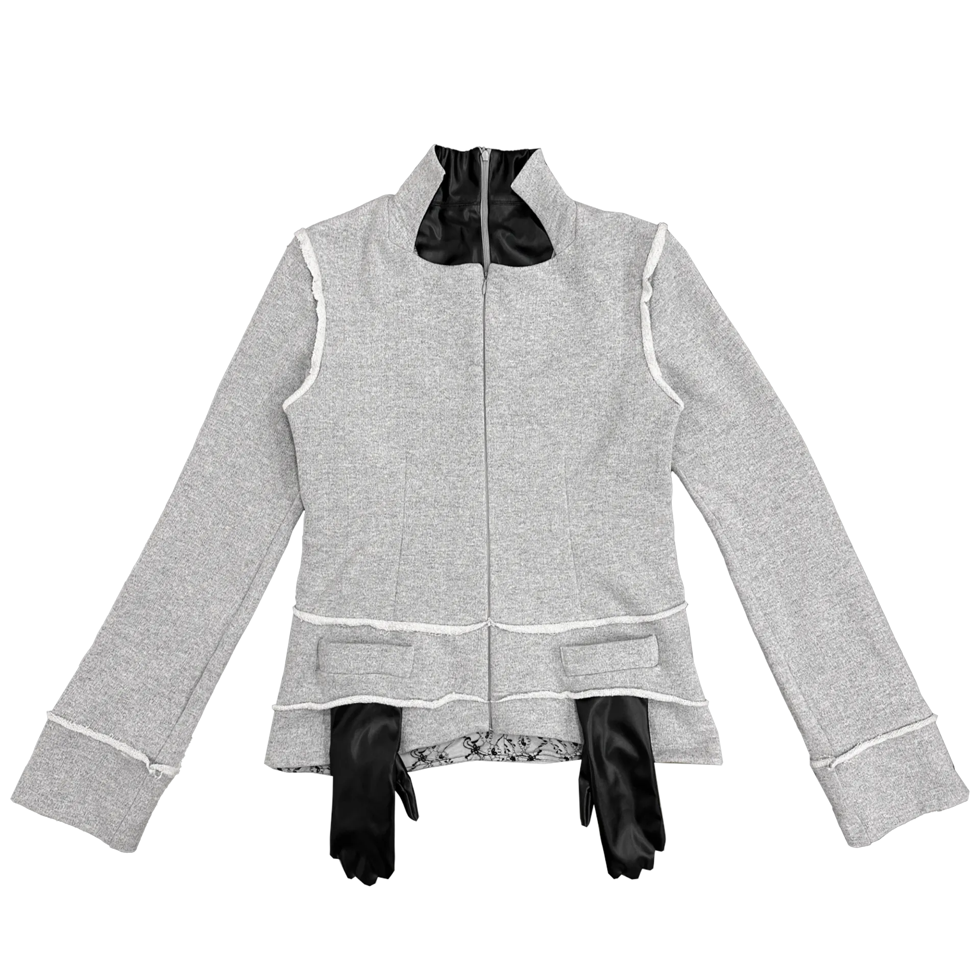 Sweat Blazer with Glove Shaped Pockets in Grey