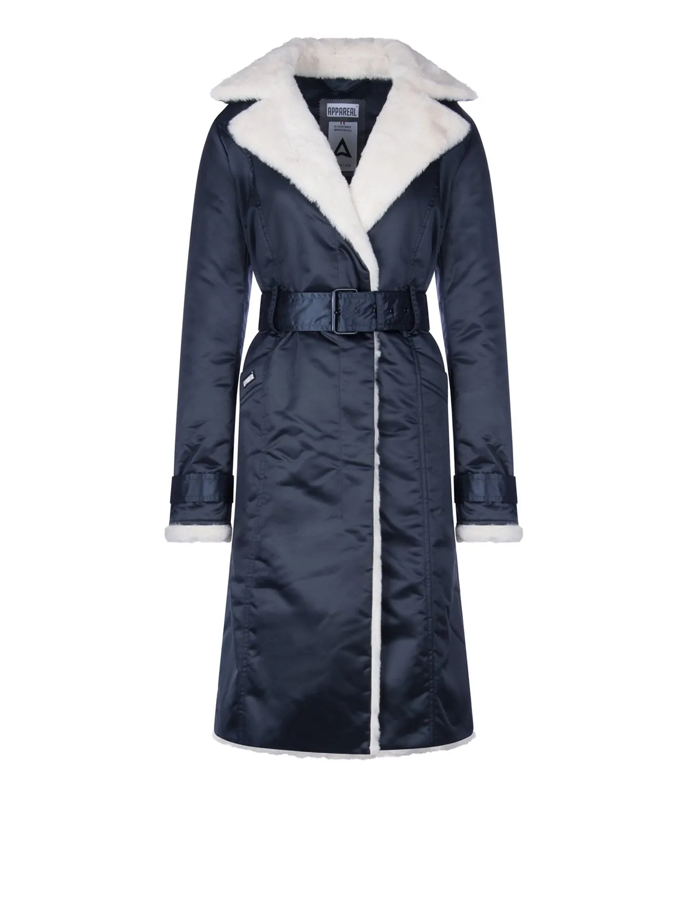 Teddy Faux Fur Coat, Navy