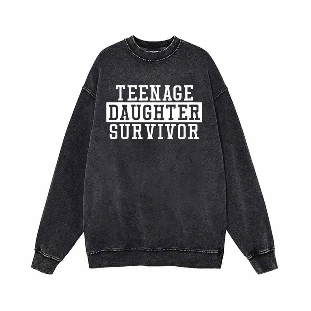 Teenage Daughter Survivor Vintage Washed Sweatshirt