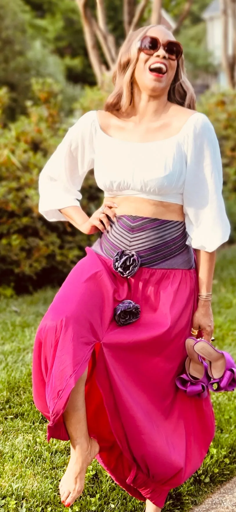 The LiBBi Tulip 3in1 (Skirt-Dress-Maxi Blouse) in Pink&Purple