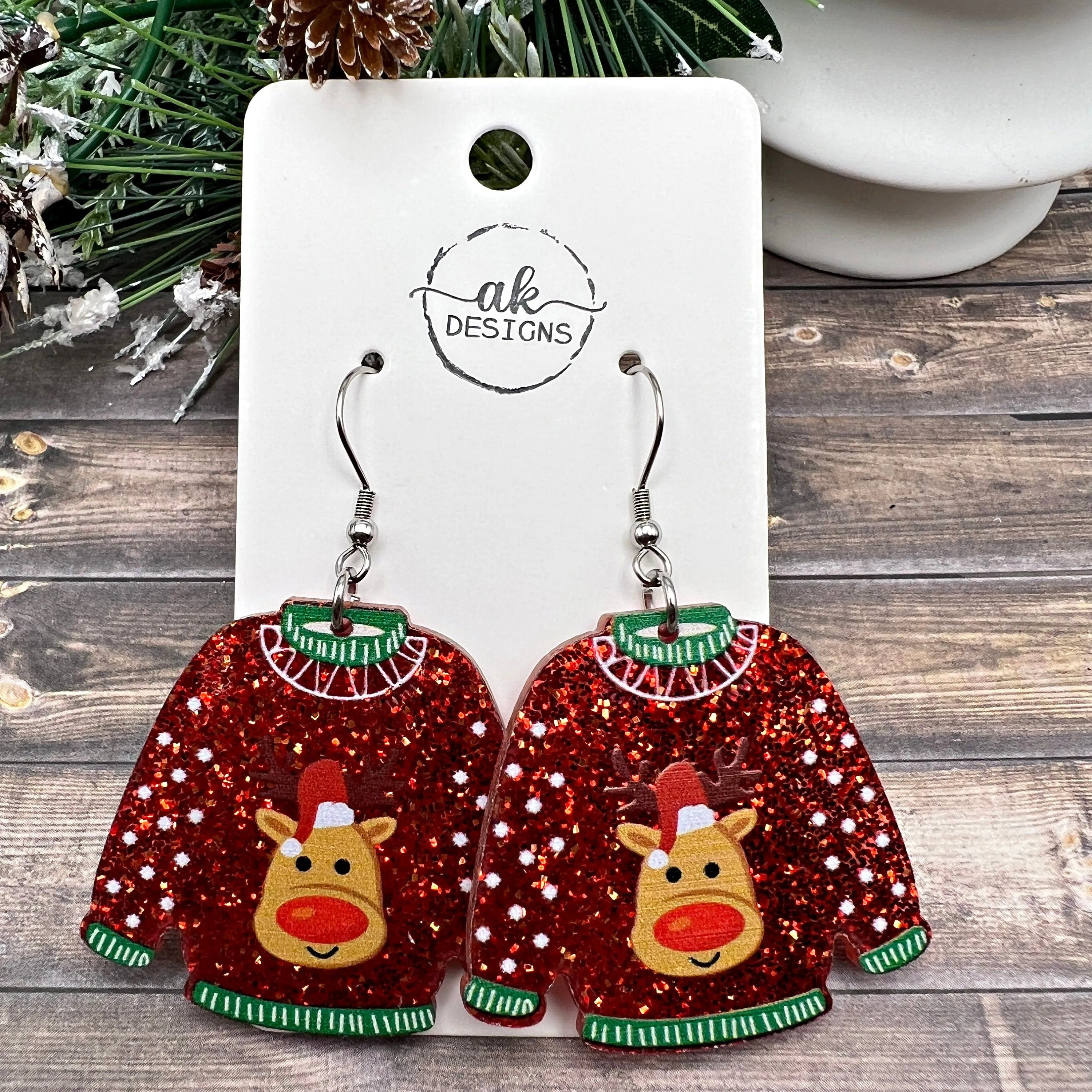 Ugly Christmas Sweater Acrylic Earrings