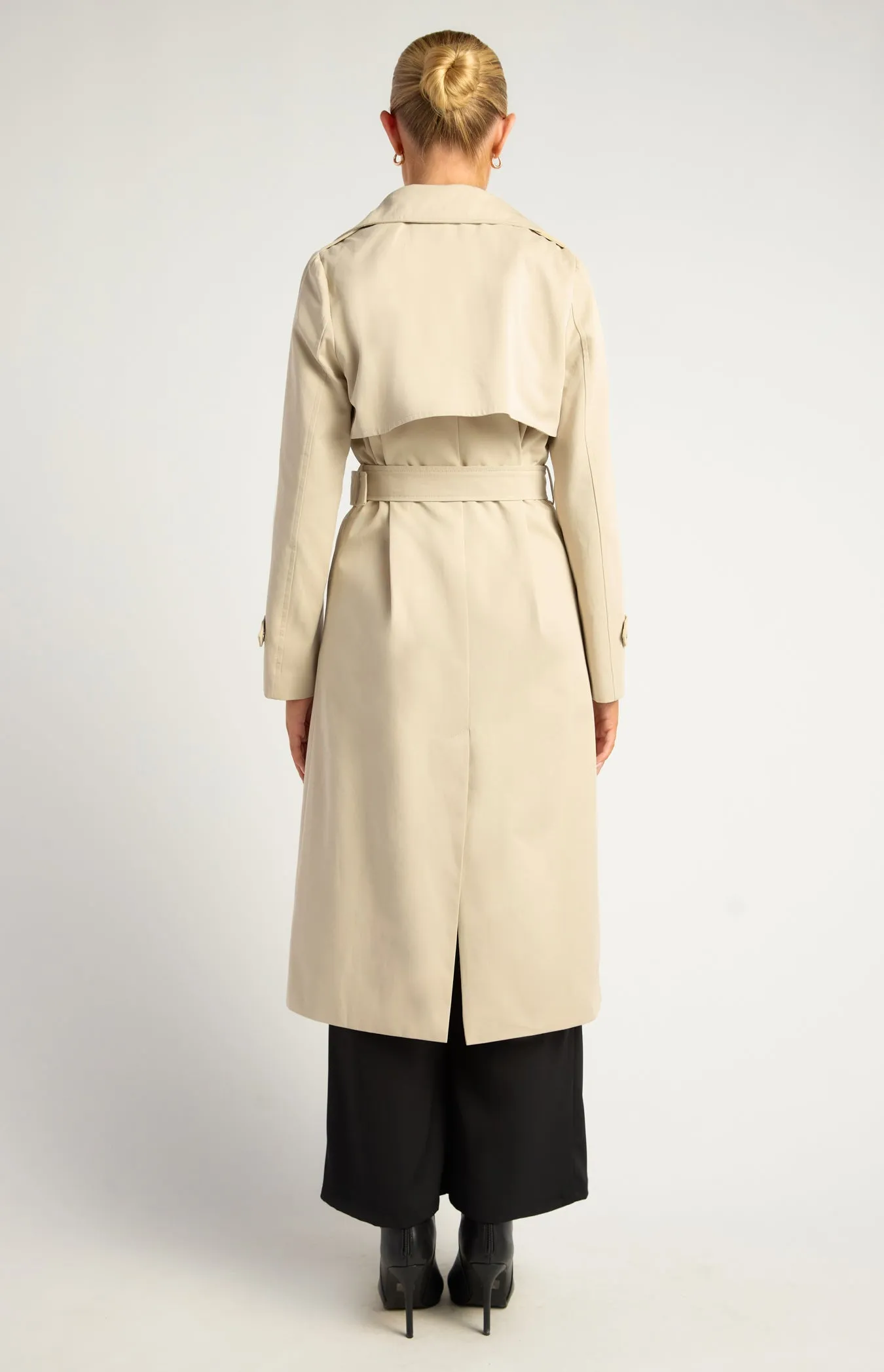 Vesper Snap Button Trench Coat - Bone