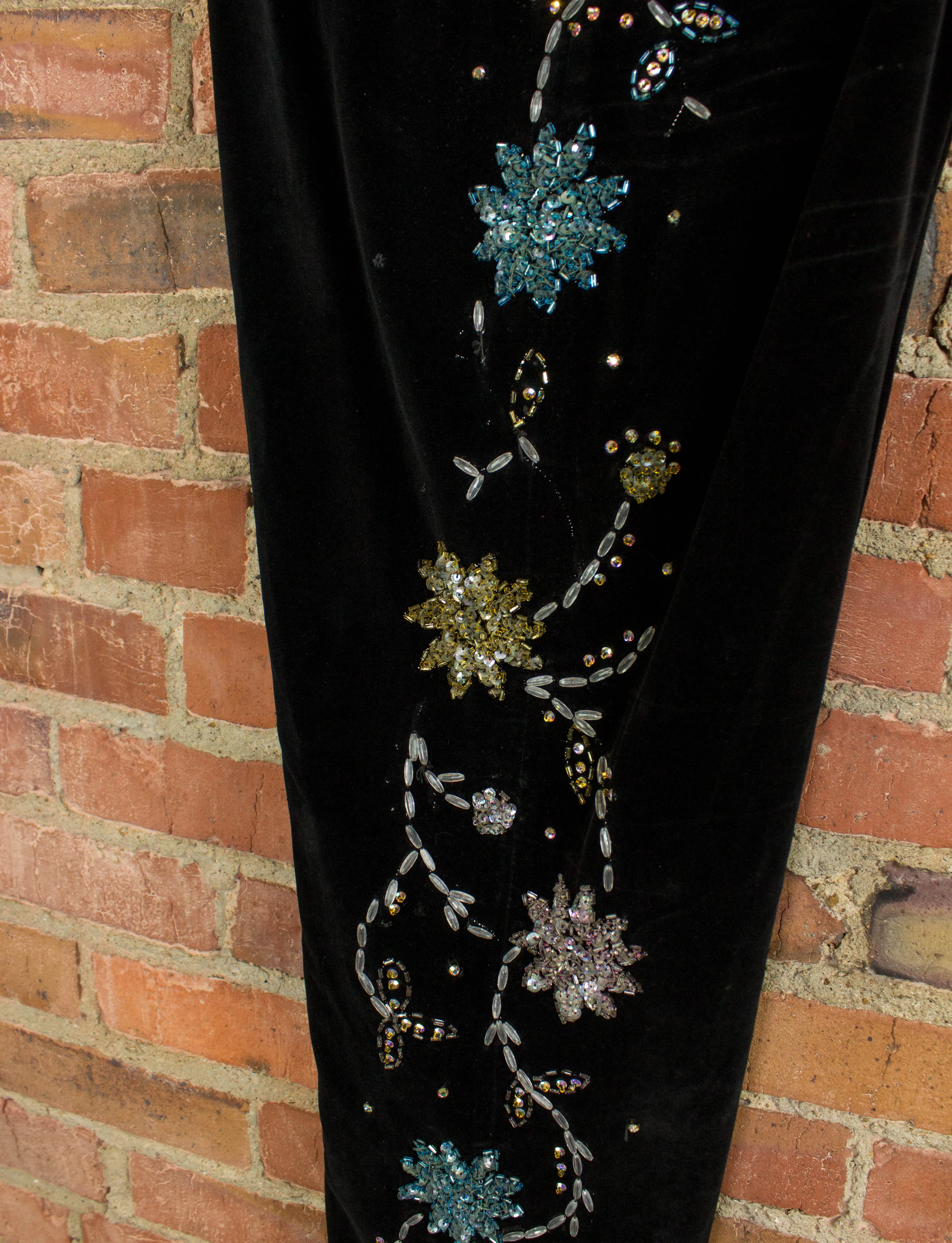 Vintage Granny Takes A Trip Black Velvet Bolero Jacket & Pants 70s Lou Reed