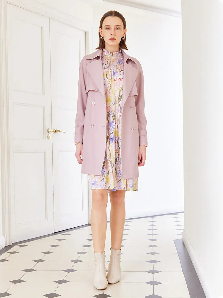Worsted Woolen Mid-length Women Trench Coat