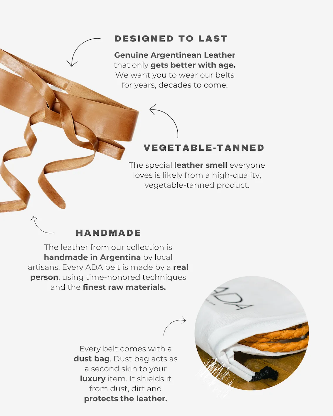 Wrap Leather Belt - Winter White
