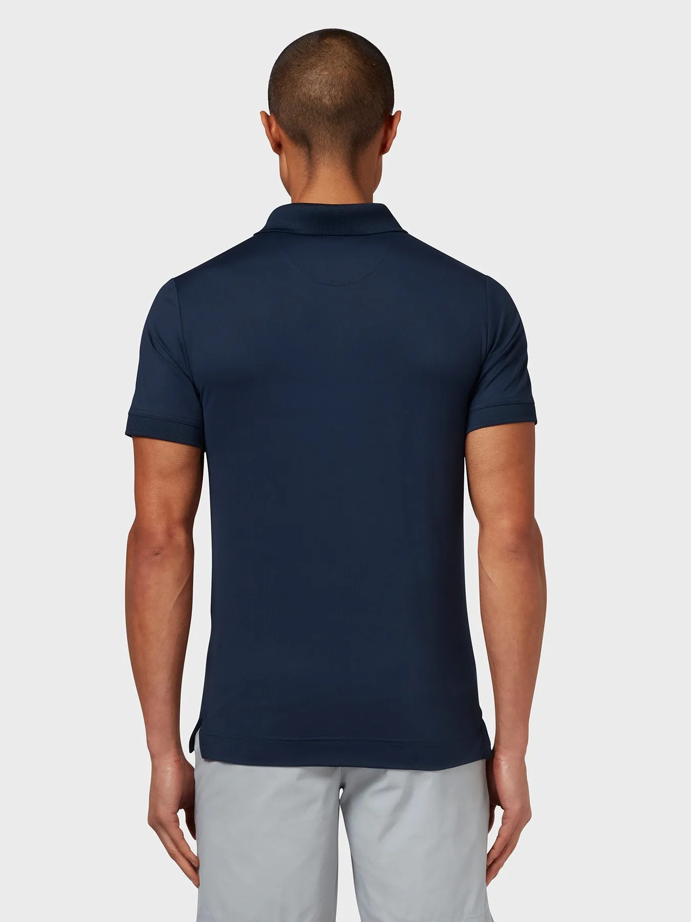 X Series Solid Ribbed Polo In Navy Blazer