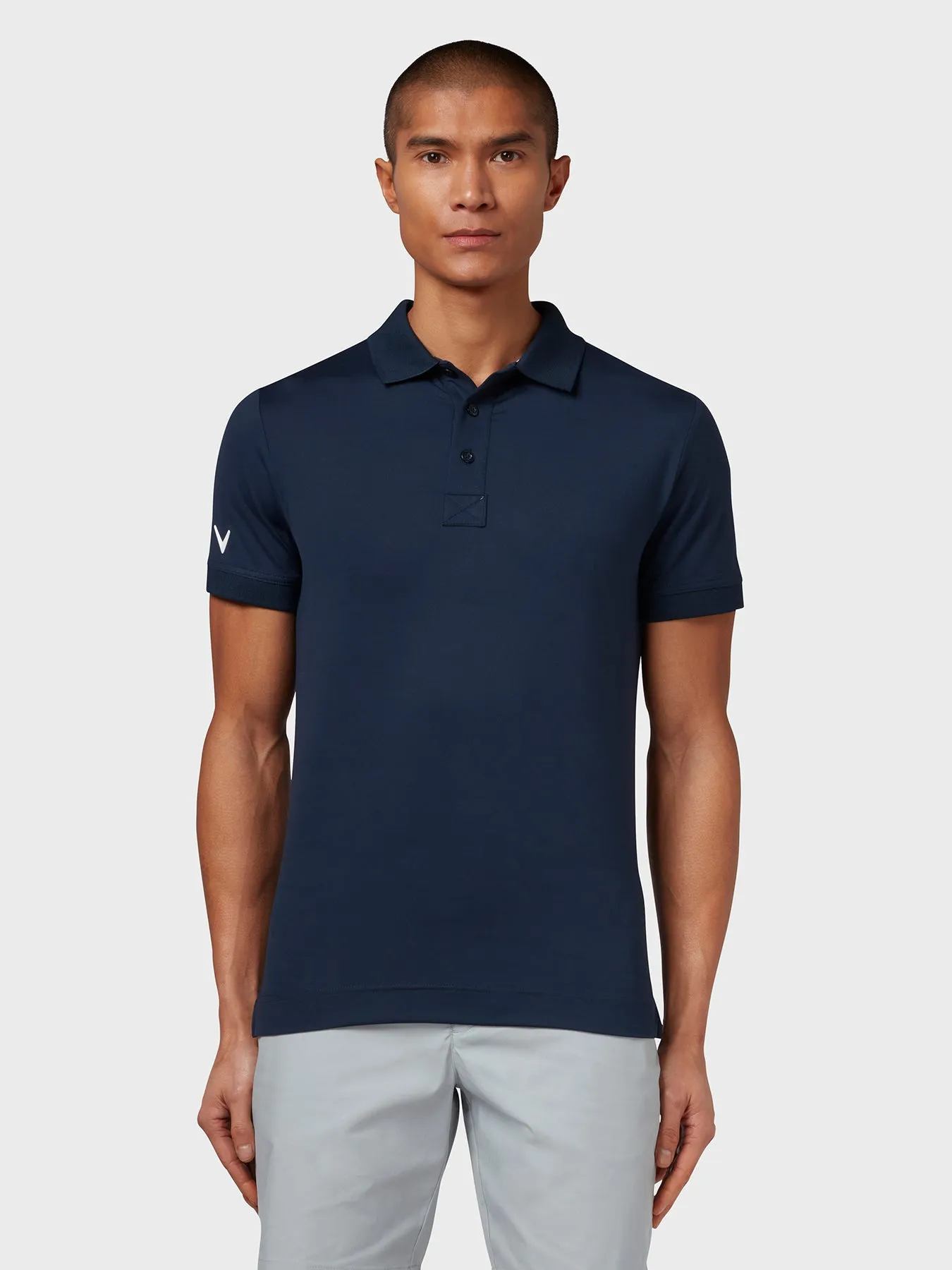X Series Solid Ribbed Polo In Navy Blazer