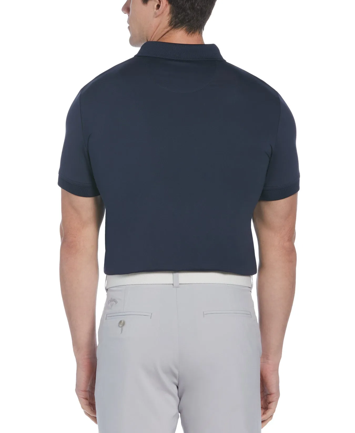 X Series Solid Ribbed Polo In Navy Blazer
