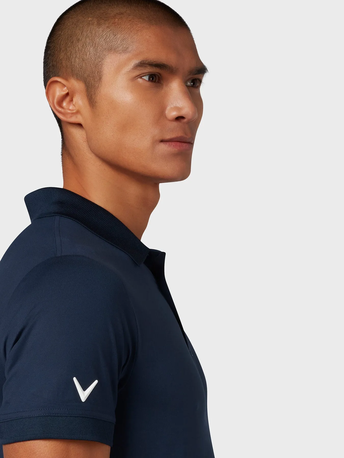 X Series Solid Ribbed Polo In Navy Blazer